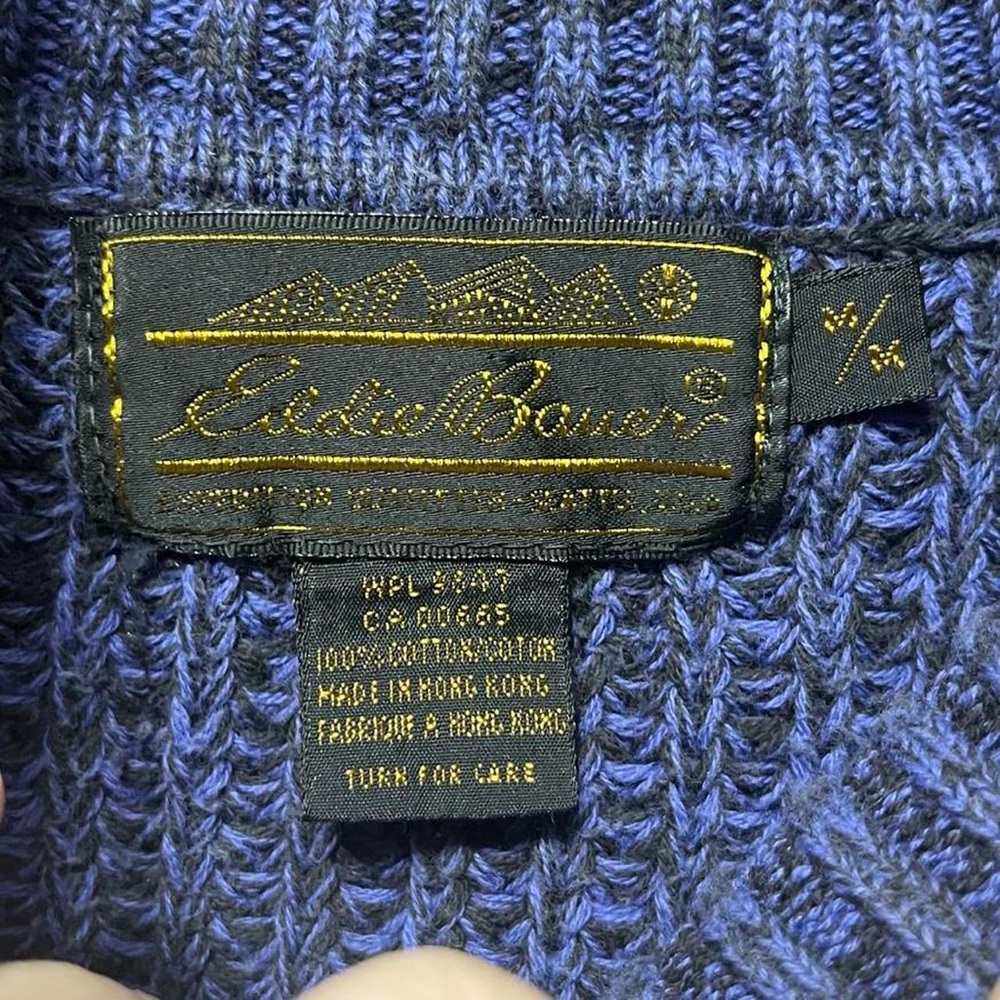 vintage 80s 90s Purple black Eddie Bauer Knit long sleeve turtle neck sweater - Picture 5 of 5